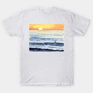 Watching the Sunset Surf Art Painting T-Shirt